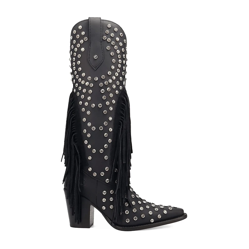 Dingo Womens Show Pony Leather Boot Block Heel Cowboy Boots