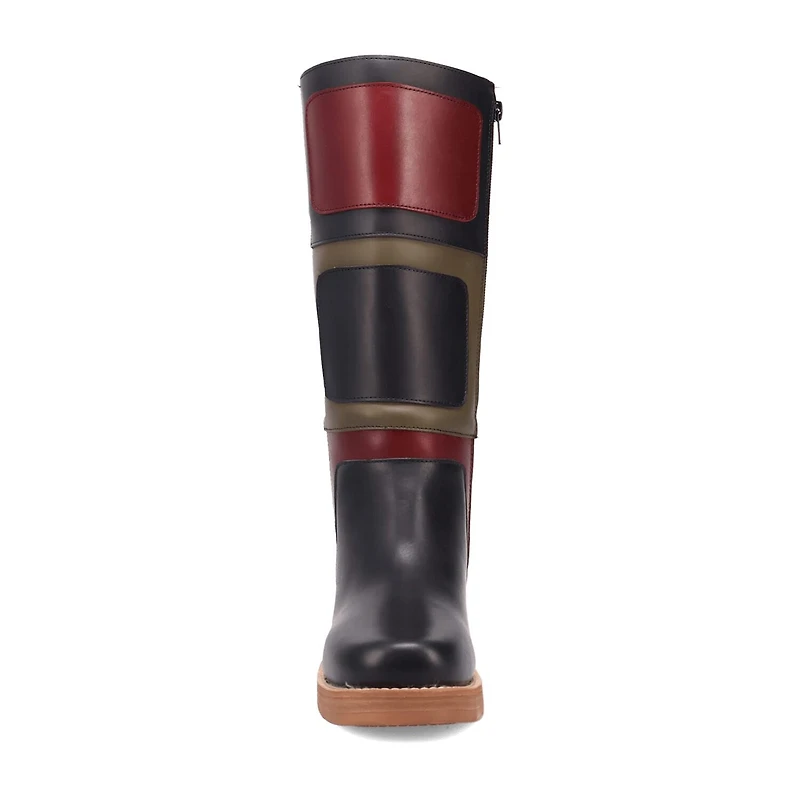 Dingo Womens Patches Leather Boot Stacked Heel Cowboy Boots