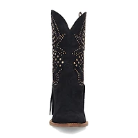 Dingo Womens Star Power Suede Leather Bootie Stacked Heel Cowboy Boots