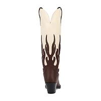 Dingo Womens Burnin' Love Leather Boot Block Heel Cowboy Boots