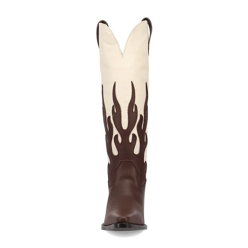 Dingo Womens Burnin' Love Leather Boot Block Heel Cowboy Boots