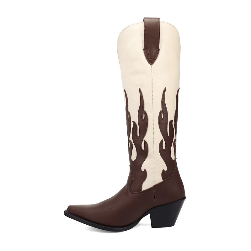 Dingo Womens Burnin' Love Leather Boot Block Heel Cowboy Boots
