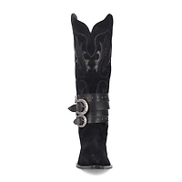 Dingo Womens Buck Wild Suede Leather Boot Block Heel Cowboy Boots