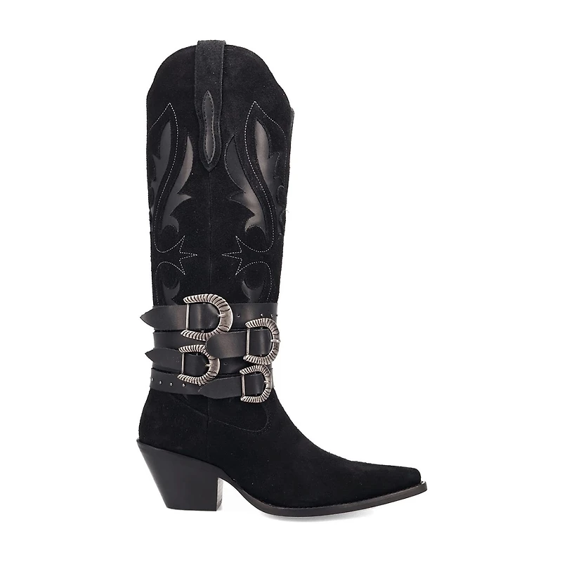 Dingo Womens Buck Wild Suede Leather Boot Block Heel Cowboy Boots