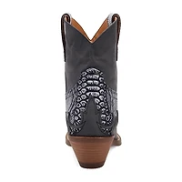 Dingo Womens Cobra Kiss Leather Bootie Block Heel Cowboy Boots
