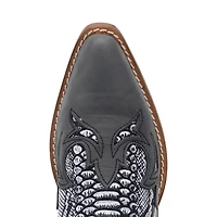 Dingo Womens Cobra Kiss Leather Bootie Block Heel Cowboy Boots