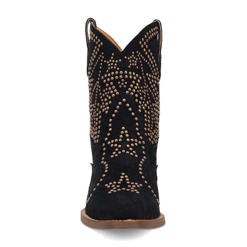 Dingo Womens Seein' Stars Suede Leather Bootie Stacked Heel Cowboy Boots