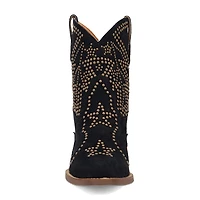 Dingo Womens Seein' Stars Suede Leather Bootie Stacked Heel Cowboy Boots