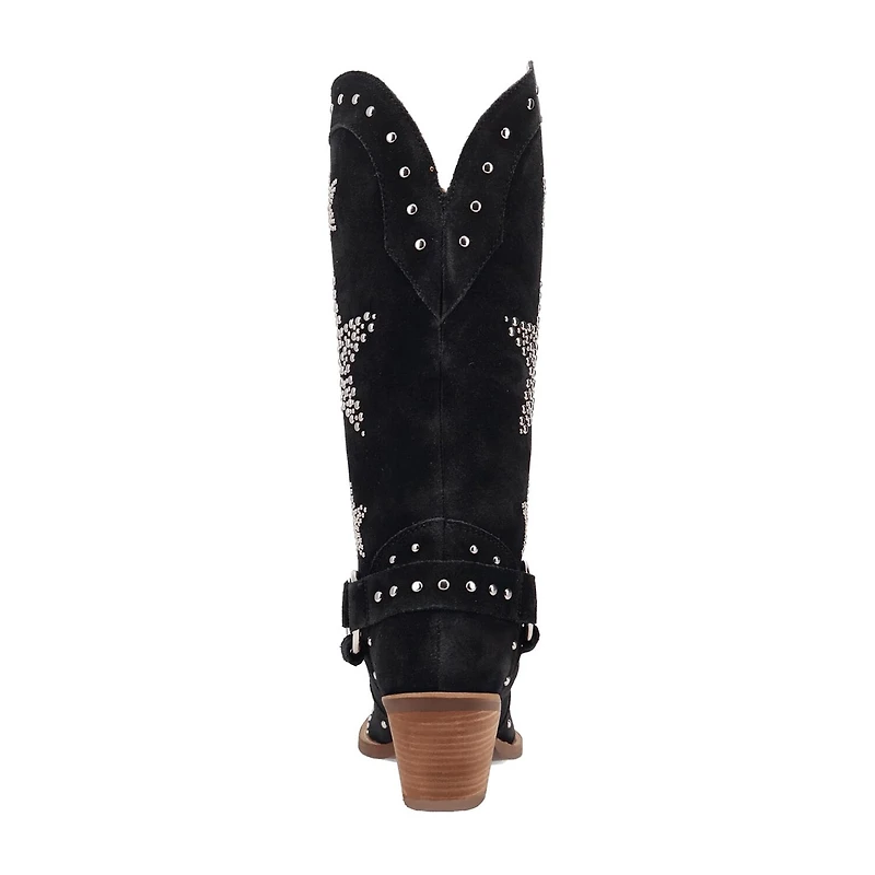 Dingo Womens Lucky Stars Suede Leather Boot Block Heel Cowboy Boots