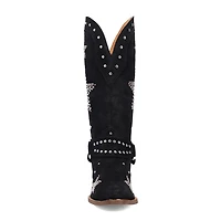 Dingo Womens Lucky Stars Suede Leather Boot Block Heel Cowboy Boots
