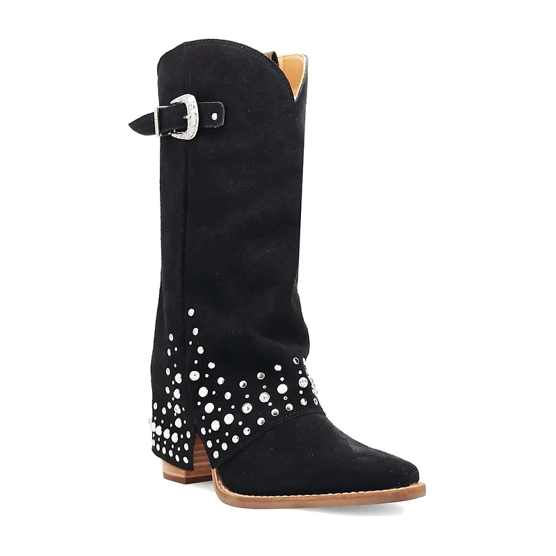 Dingo Womens Howdy Honey Suede Leather Boot Block Heel Cowboy Boots
