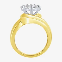 Diamond Blossom (F / Vs2) Womens 4 CT. T.W. Lab Grown White 10K Gold Cluster Cocktail Ring