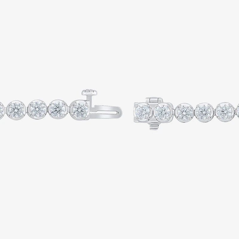 F / Vs2) Womens CT. T.W. Lab Grown White Diamond 10K Gold Inch Tennis Bracelet