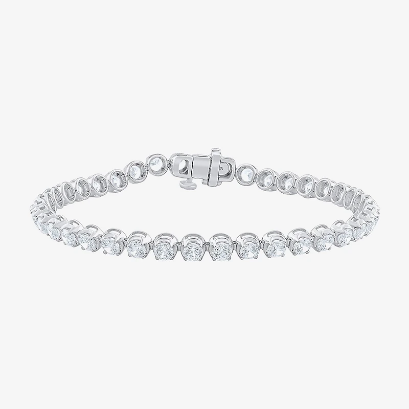 F / Vs2) Womens CT. T.W. Lab Grown White Diamond 10K Gold Inch Tennis Bracelet