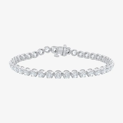 F / Vs2) Womens CT. T.W. Lab Grown White Diamond 10K Gold Inch Tennis Bracelet