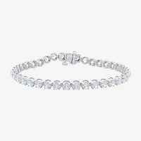F / Vs2) Womens CT. T.W. Lab Grown White Diamond 10K Gold Inch Tennis Bracelet