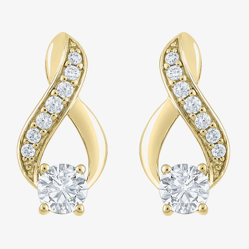 (F / Vs2) Womens 1 CT. T.W. Lab Grown White Diamond 10K Gold Drop Earrings