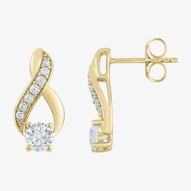 (F / Vs2) Womens 1 CT. T.W. Lab Grown White Diamond 10K Gold Drop Earrings