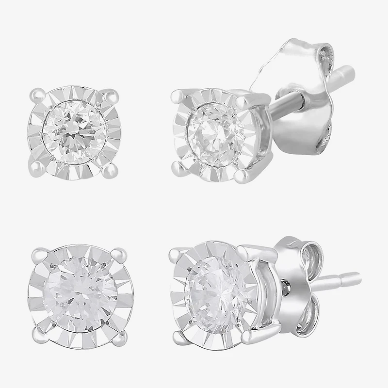 1 CT. T.W. Lab-Grown Diamond Sterling Silver Round Earring Set