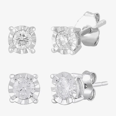 1 CT. T.W. Lab-Grown Diamond Sterling Silver Round Earring Set