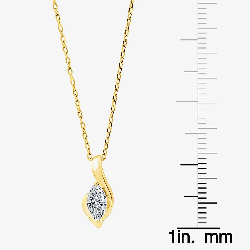 ( F/SI1 ) 3/8 CT. T.W. Lab-Grown Diamond 14K Gold Over Silver 18 Inch Marquise Pendant Necklace
