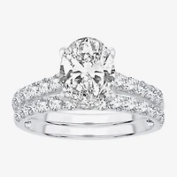 (H-I / SI1-SI2) Signature By Modern Bride Womens 3 CT. T.W. Lab Grown White Diamond 14K Gold Oval Bridal Set