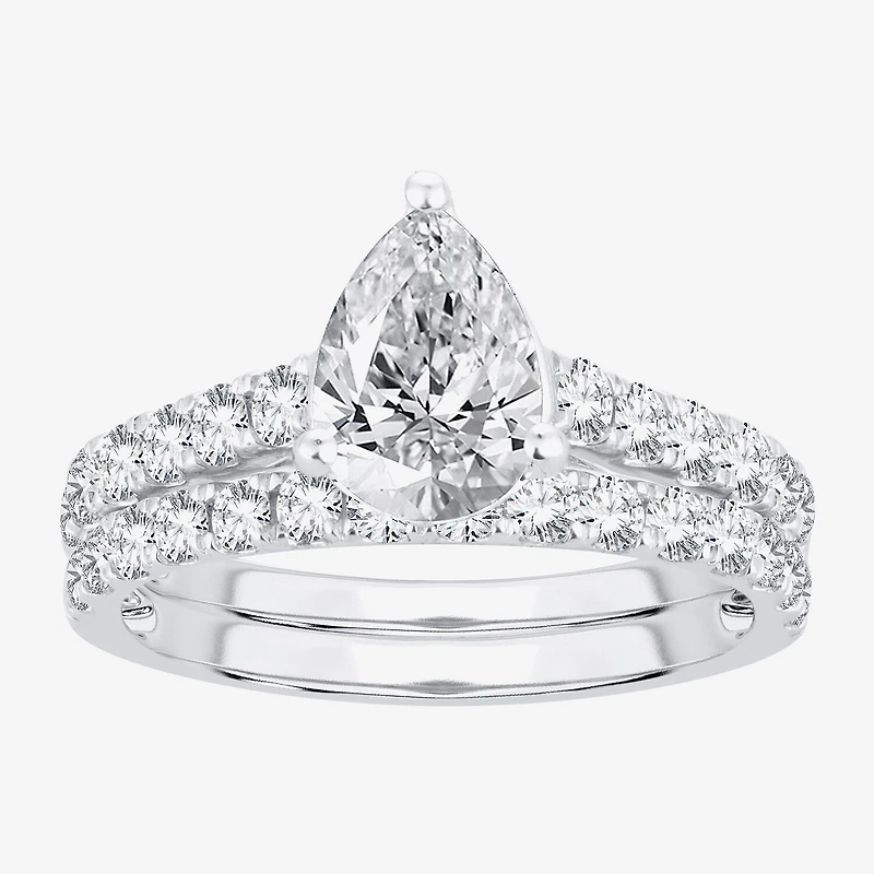 (H-I / SI1-SI2) Signature By Modern Bride Womens 2 1/2 CT. TW. Lab Grown White Diamond 14K Gold Pear Bridal Set