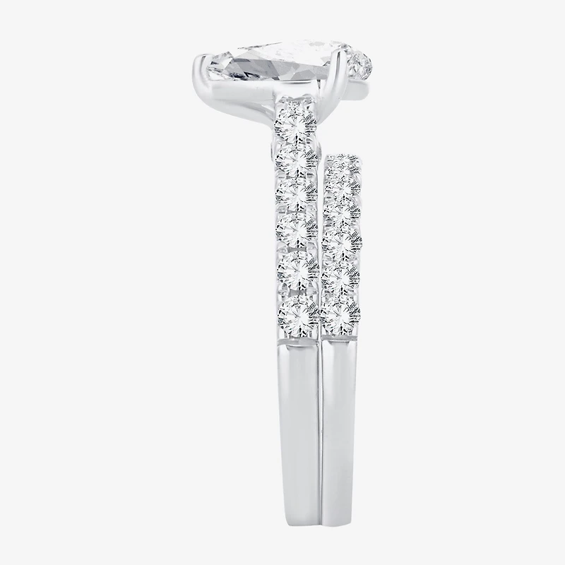 (H-I / SI1-SI2) Signature By Modern Bride Womens 2 1/2 CT. TW. Lab Grown White Diamond 14K Gold Pear Bridal Set