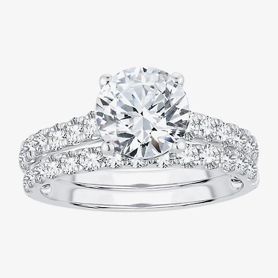 (H-I / SI1-SI2) Signature By Modern Bride Womens 3 CT. T.W. Lab Grown White Diamond 14K Gold Round Bridal Set