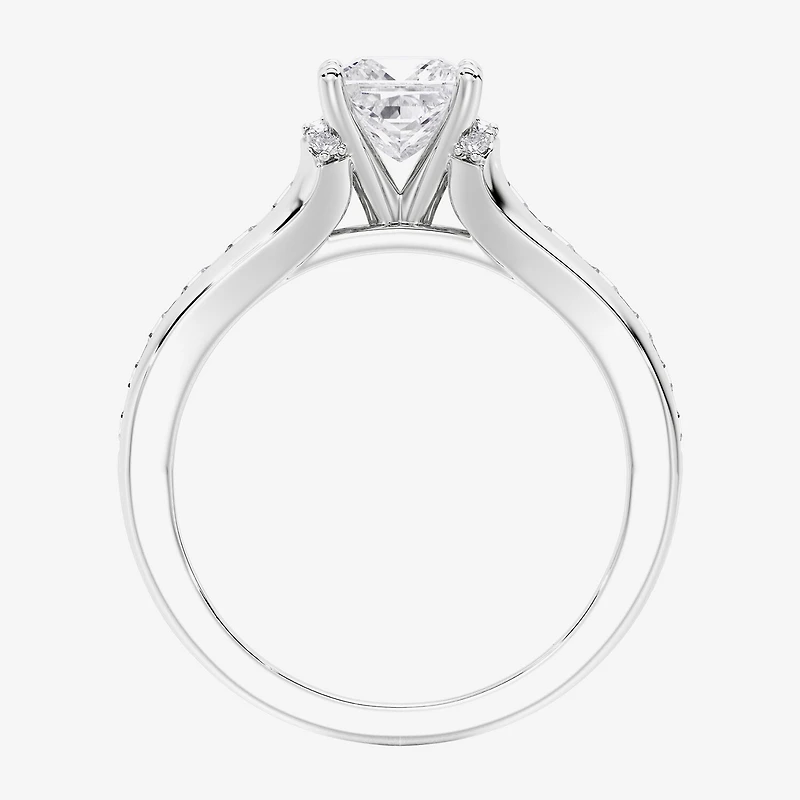 F / Vs2) Womens / CT. T.W. Lab Grown White Diamond 10K Gold Side Stone Engagement Ring