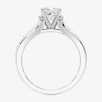 F / Vs2) Womens / CT. T.W. Lab Grown White Diamond 10K Gold Side Stone Engagement Ring