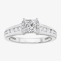F / Vs2) Womens / CT. T.W. Lab Grown White Diamond 10K Gold Side Stone Engagement Ring