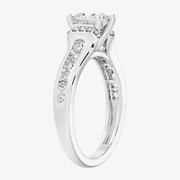 F / Vs2) Womens / CT. T.W. Lab Grown White Diamond 10K Gold Side Stone Engagement Ring