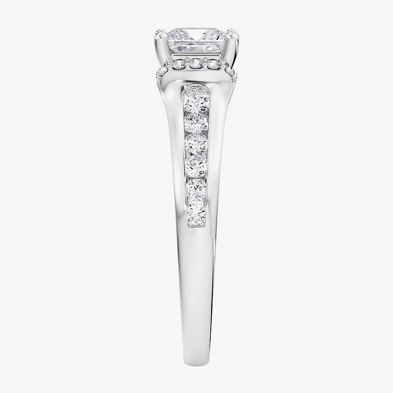 F / Vs2) Womens / CT. T.W. Lab Grown White Diamond 10K Gold Side Stone Engagement Ring