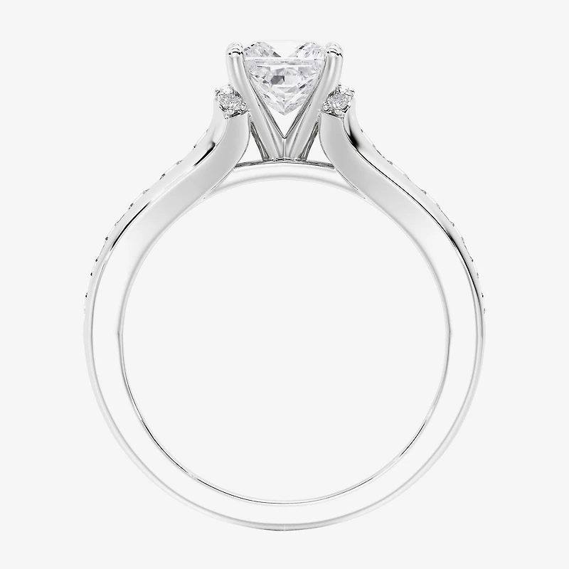 F / Vs2) Womens / CT. T.W. Lab Grown White Diamond 10K Gold Side Stone Engagement Ring