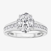 (F / Vs2) Womens 6 CT. T.W. Lab Grown White Diamond Platinum Oval Side Stone Engagement Ring