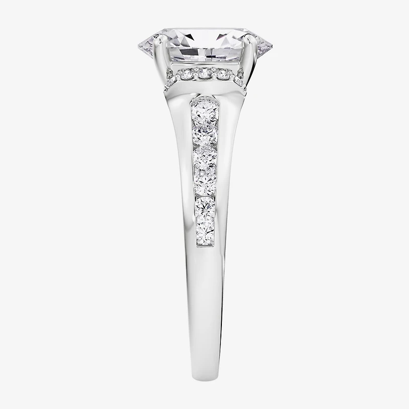 (F / Vs2) Womens 6 CT. T.W. Lab Grown White Diamond Platinum Oval Side Stone Engagement Ring