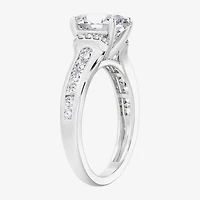 F / Vs2) Womens / CT. T.W. Lab Grown White Diamond 10K Gold Oval Side Stone Engagement Ring