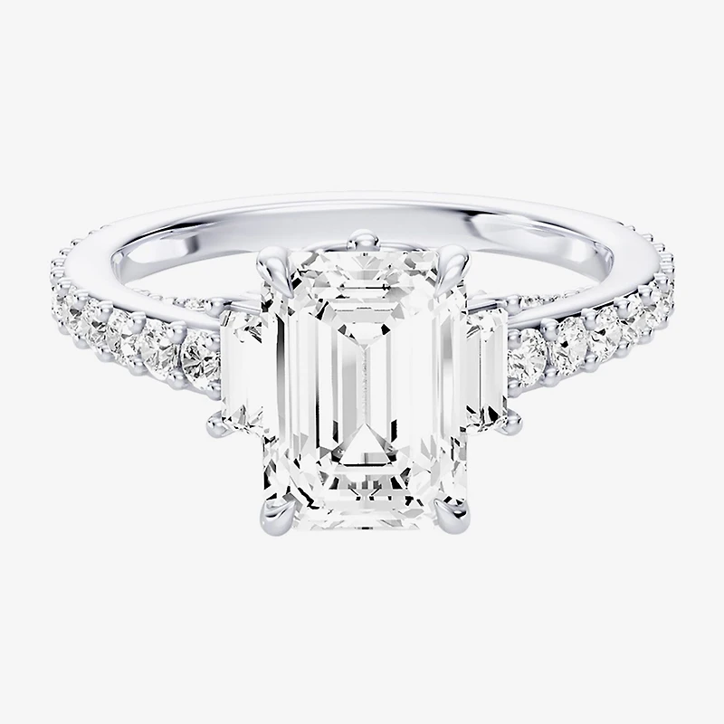 Enchanted Disney Fine Jewelry Cinderella (F / Si1) Womens 2 5/8 Ct. T.W. Lab Grown White Diamond 10K Gold Princess Side Stone Engagement Ring