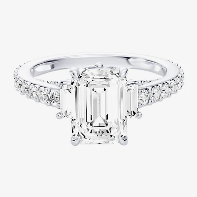 Enchanted Disney Fine Jewelry Cinderella (F / Si1) Womens 2 5/8 Ct. T.W. Lab Grown White Diamond 10K Gold Princess Side Stone Engagement Ring