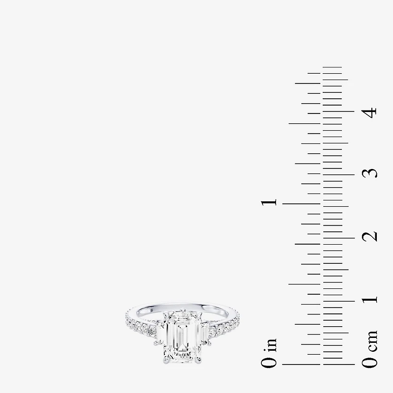 Enchanted Disney Fine Jewelry Cinderella (F / Si1) Womens 2 5/8 Ct. T.W. Lab Grown White Diamond 10K Gold Princess Side Stone Engagement Ring