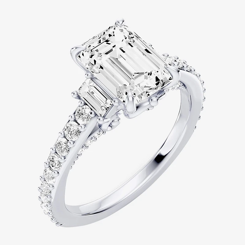 Enchanted Disney Fine Jewelry Cinderella (F / Si1) Womens 2 5/8 Ct. T.W. Lab Grown White Diamond 10K Gold Princess Side Stone Engagement Ring
