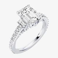 Enchanted Disney Fine Jewelry Cinderella (F / Si1) Womens 2 5/8 Ct. T.W. Lab Grown White Diamond 10K Gold Princess Side Stone Engagement Ring