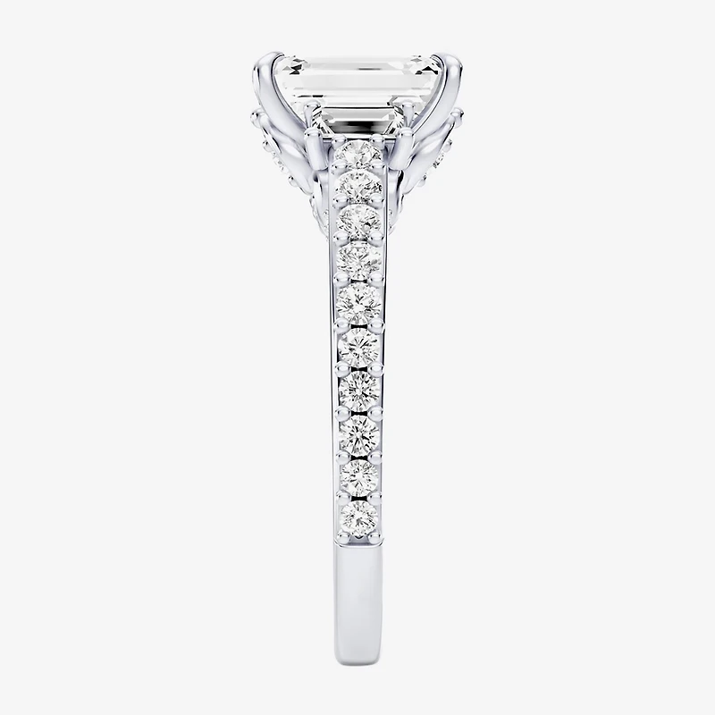 Enchanted Disney Fine Jewelry Cinderella (F / Si1) Womens 2 5/8 Ct. T.W. Lab Grown White Diamond 10K Gold Princess Side Stone Engagement Ring