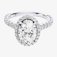Enchanted Disney Fine Jewelry Cinderella (F / Si1) Womens 2 3/4 CT. T.W. Lab Grown White Diamond 10K Gold Oval Princess Side Stone Engagement Ring