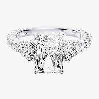 Enchanted Disney Fine Jewelry Ariel (F / Si1) Womens 3 1/3 Ct. T.W. Lab Grown White Diamond 10K Gold Rectangular Princess The Little Mermaid Side Stone Engagement Ring