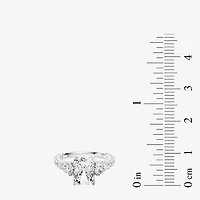 Enchanted Disney Fine Jewelry Ariel (F / Si1) Womens 3 1/3 Ct. T.W. Lab Grown White Diamond 10K Gold Rectangular Princess The Little Mermaid Side Stone Engagement Ring