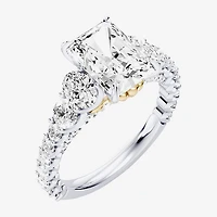 Enchanted Disney Fine Jewelry Ariel (F / Si1) Womens 3 1/3 Ct. T.W. Lab Grown White Diamond 10K Gold Rectangular Princess The Little Mermaid Side Stone Engagement Ring