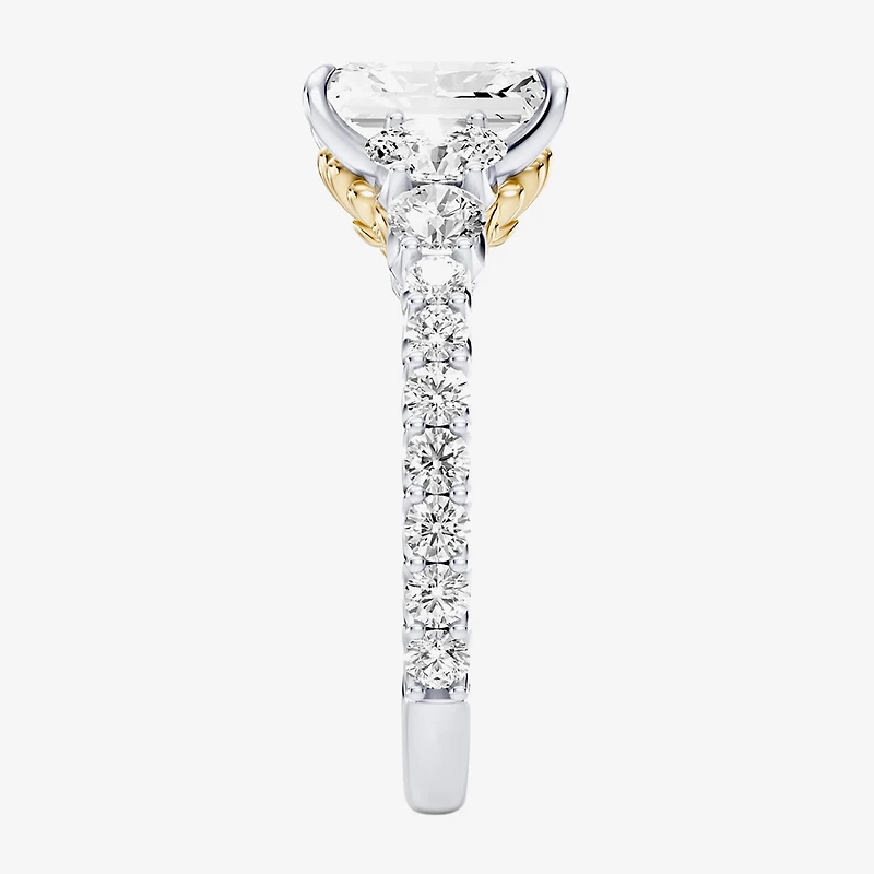 Enchanted Disney Fine Jewelry Ariel (F / Si1) Womens 3 1/3 Ct. T.W. Lab Grown White Diamond 10K Gold Rectangular Princess The Little Mermaid Side Stone Engagement Ring