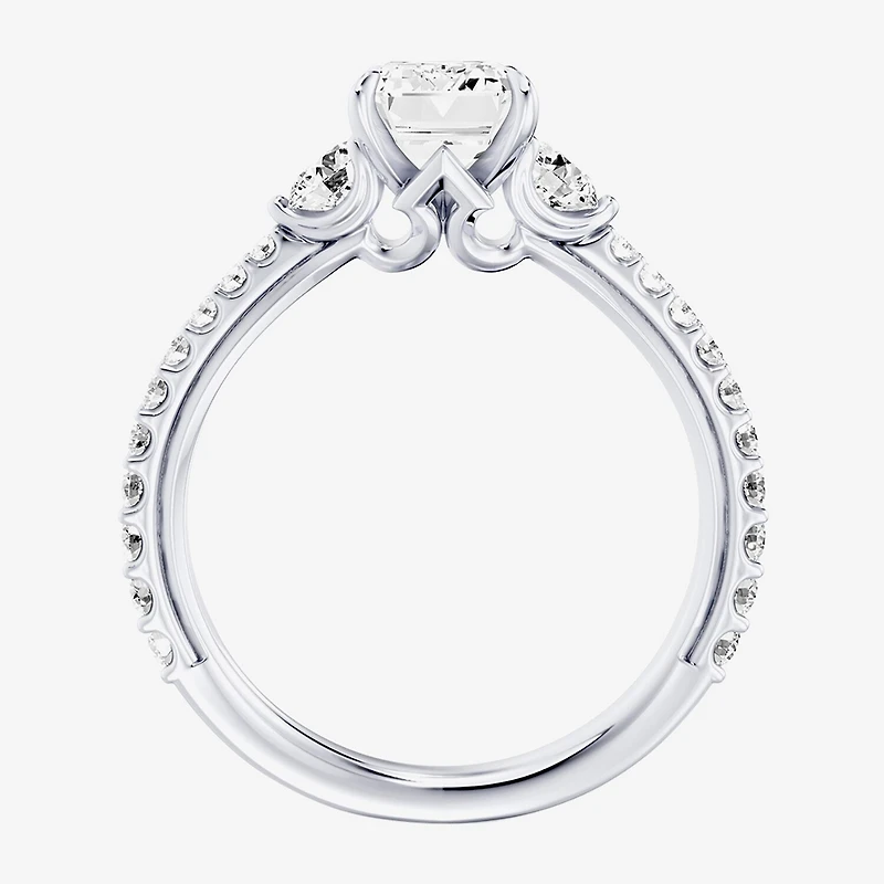 Enchanted Disney Fine Jewelry Aurora (F / Si1) Womens 2 1/5 CT. T.W. Lab Grown White Diamond 10K Gold Princess Sleeping Beauty Side Stone Engagement Ring